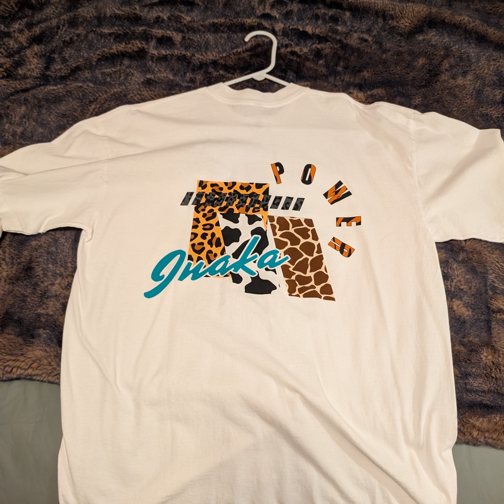 Inaka Power White Graphic Tee with Animal Print